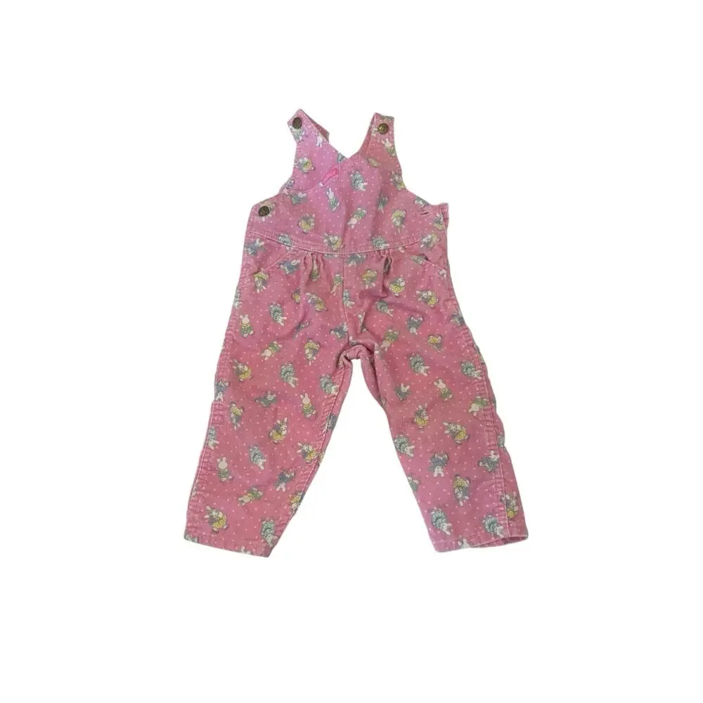 Vintage 90s OshKosh B'gosh Pink Bunny Corduroy Overalls - Size 2T - Made in USA